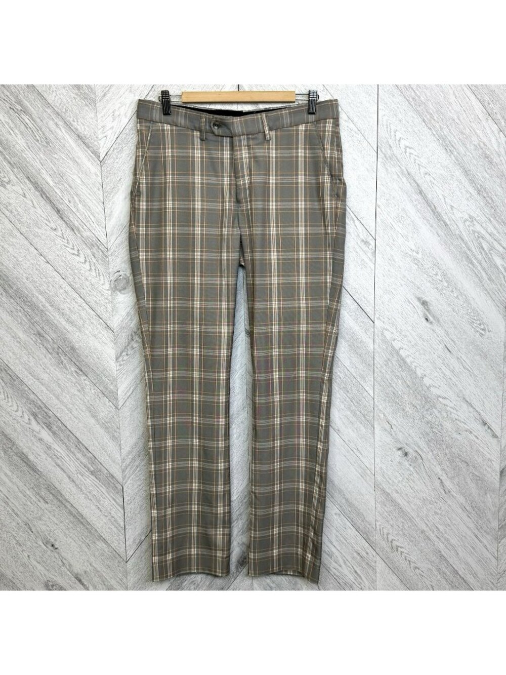 Galvin Green Golf Pants Trousers Mens Size 34x32 Gray Plaid Flat Front